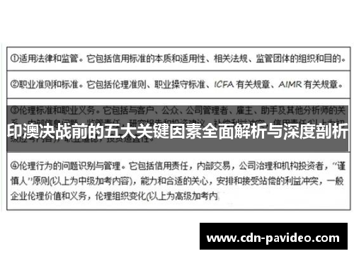 印澳决战前的五大关键因素全面解析与深度剖析