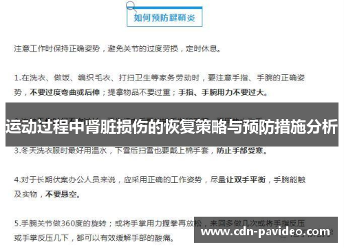 运动过程中肾脏损伤的恢复策略与预防措施分析