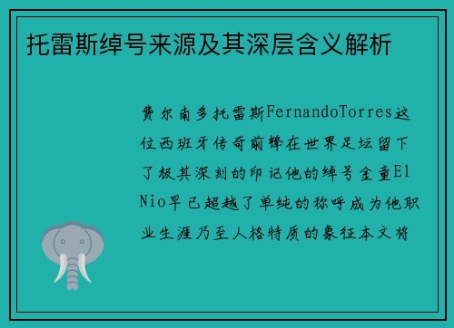 托雷斯绰号来源及其深层含义解析