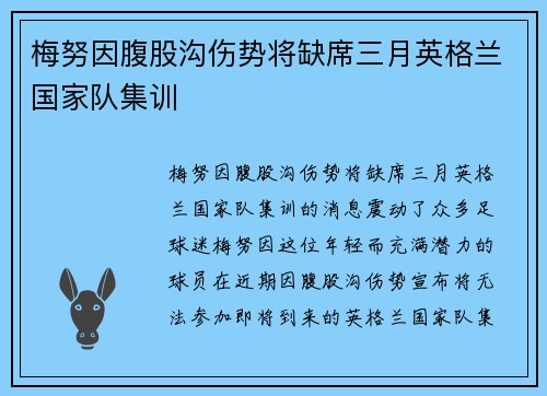 梅努因腹股沟伤势将缺席三月英格兰国家队集训